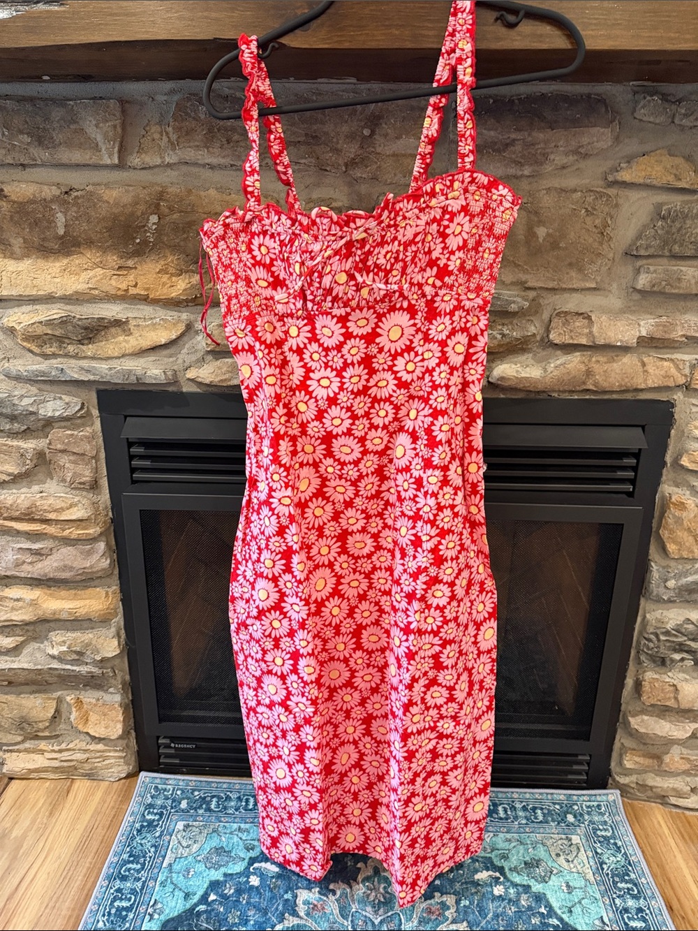 Free People Red Floral Daisy Midi Dress